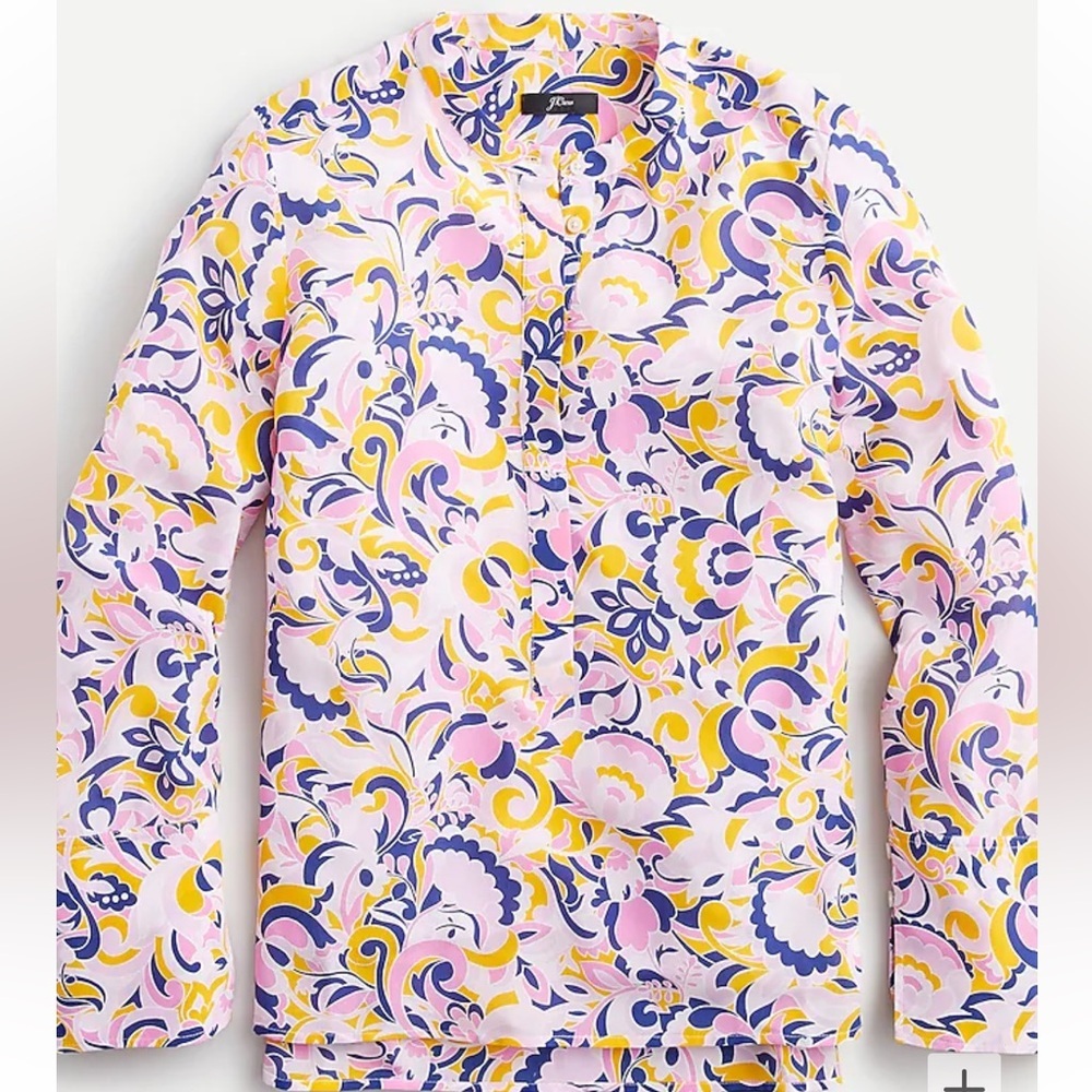 J crew paisley swirl slik tunic pant set size small 4 pull on pink blue yellow